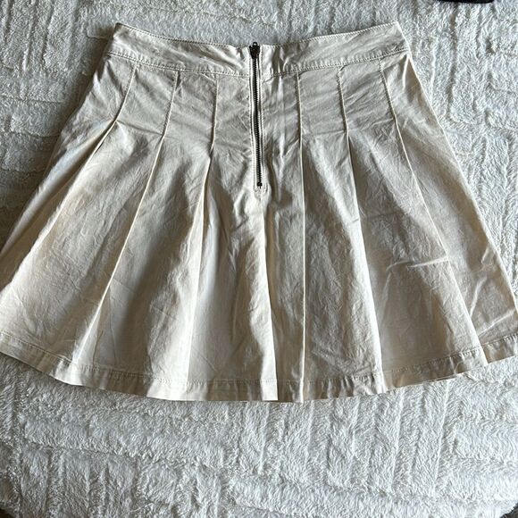 American Eagle AE Super High-Waisted Pleated Peplum Cream Color Skirt Y2K Grunge - Picture 5 of 11